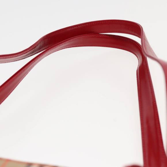 BURBERRY Nova Check Tote Bag Canvas Beige Red Auth 82269 - Picture 8 of 16